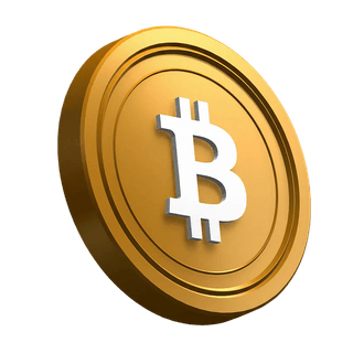 Moneda inclinada de Bitcoin (BTC) en el diseño de la sección principal