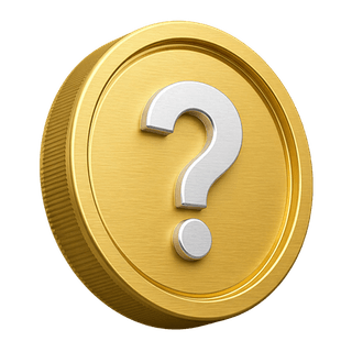 En la página FAQ, moneda 3D decorativa de oro con signo de pregunta